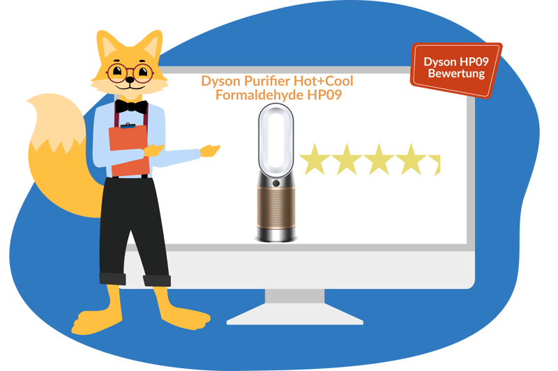 Der Dyson Purifier Hot+Cool Formaldehyde HP09 im Test bei Smart-Home-Fox mit einer Bewertung von 4,1 von insgesamt 5 Sternen.